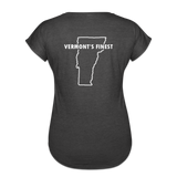Women's Tri-Blend V-Neck T-Shirt (White Logo) - deep heather