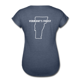 Women's Tri-Blend V-Neck T-Shirt (White Logo) - navy heather