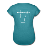 Women's Tri-Blend V-Neck T-Shirt (White Logo) - heather turquoise