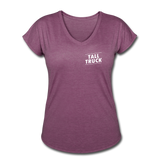 Women's Tri-Blend V-Neck T-Shirt (White Logo) - heather plum