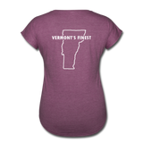 Women's Tri-Blend V-Neck T-Shirt (White Logo) - heather plum