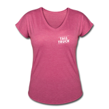 Women's Tri-Blend V-Neck T-Shirt (White Logo) - heather raspberry