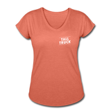 Women's Tri-Blend V-Neck T-Shirt (White Logo) - heather bronze