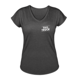 Women's Tri-Blend V-Neck T-Shirt (White Logo) - deep heather