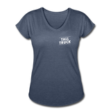 Women's Tri-Blend V-Neck T-Shirt (White Logo) - navy heather