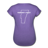 Women's Tri-Blend V-Neck T-Shirt (White Logo) - purple heather